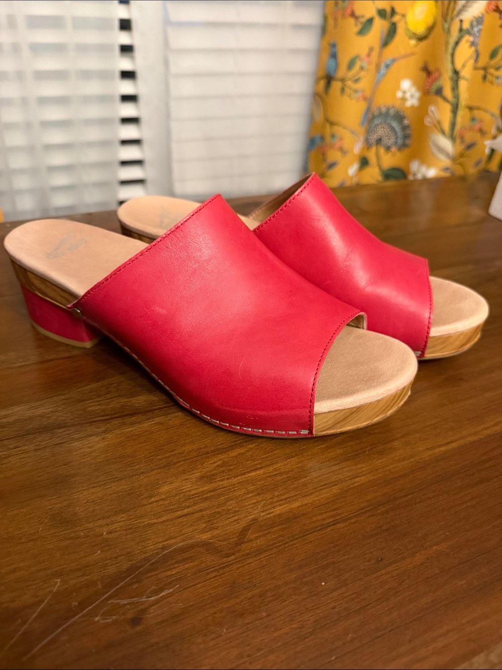 Dansko Fuscia Leather Open-Toe Clog Mules - Size 41